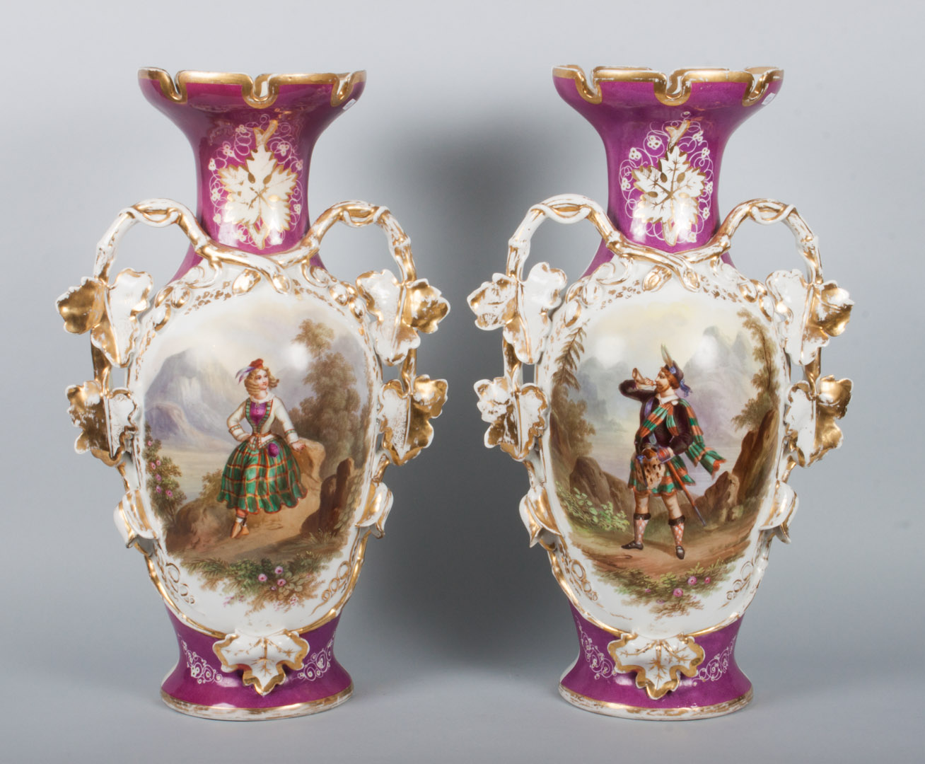 Appraisal: Pair of Porcelain de Paris vases mid- th century large