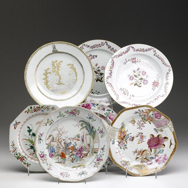 Appraisal: CHINESE EXPORT Seven plates with various patterns and designs th