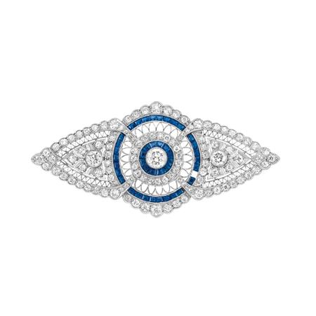 Appraisal: Diamond and Sapphire Filigree Brooch Estimate -