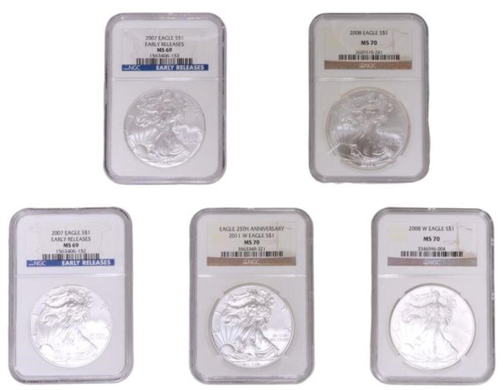 Appraisal: lot of U S Silver Eagle coins NGC graded all