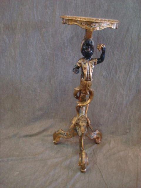 Appraisal: Blackamoor Stand Carved Wood and Paint Decorated Good condition From