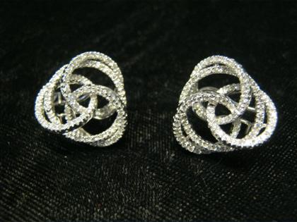 Appraisal: karat white gold and diamond earringsInterlacing circles of channel set