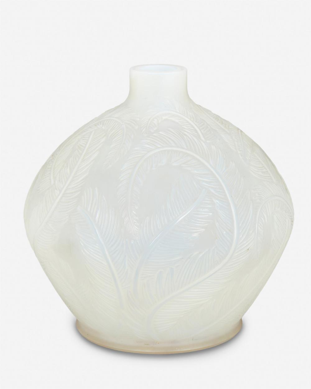 Appraisal: A Ren Lalique Plumes vase Circa Signed R Lalique Designed