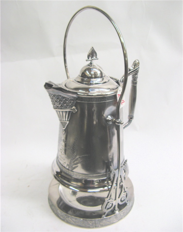 Appraisal: VICTORIAN SILVER PLATED WATER PITCHER c having chased and engraved