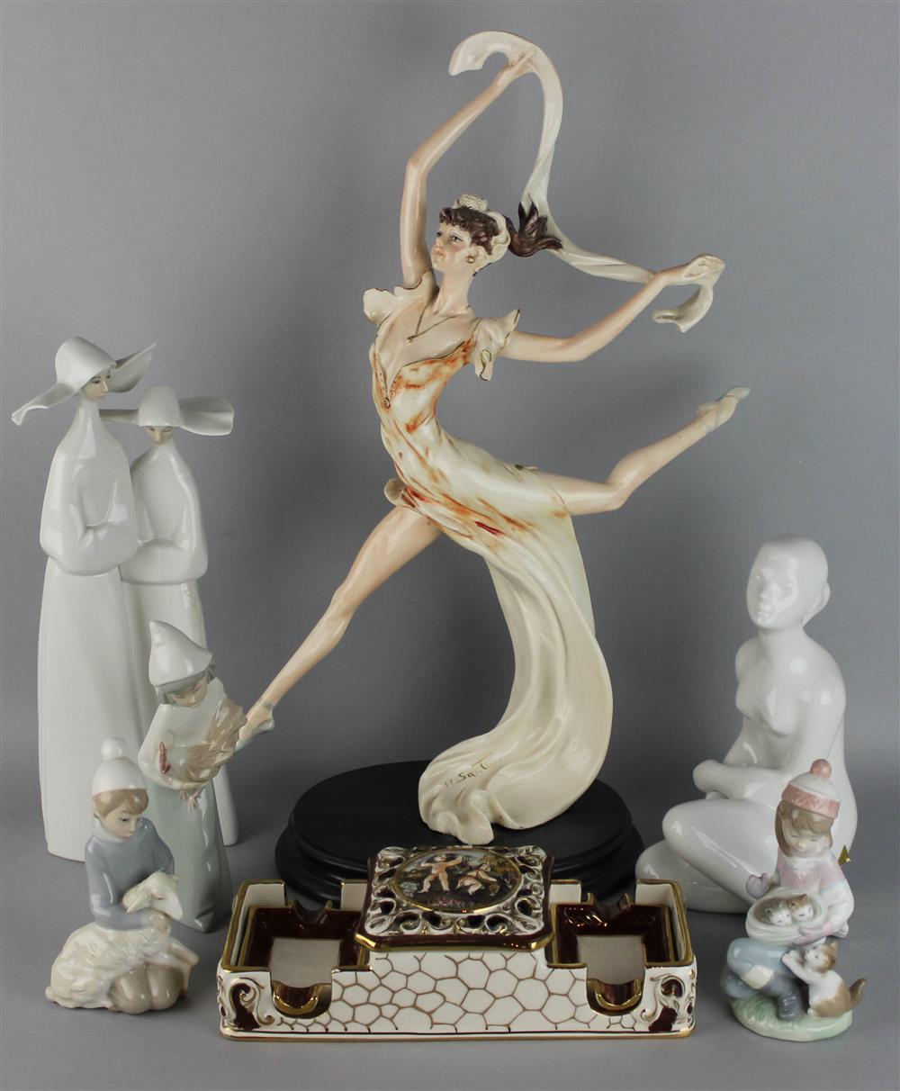 Appraisal: COLLECTION OF FOUR LLADRO FIGURINES ALONG WITH A ROYAL DUX