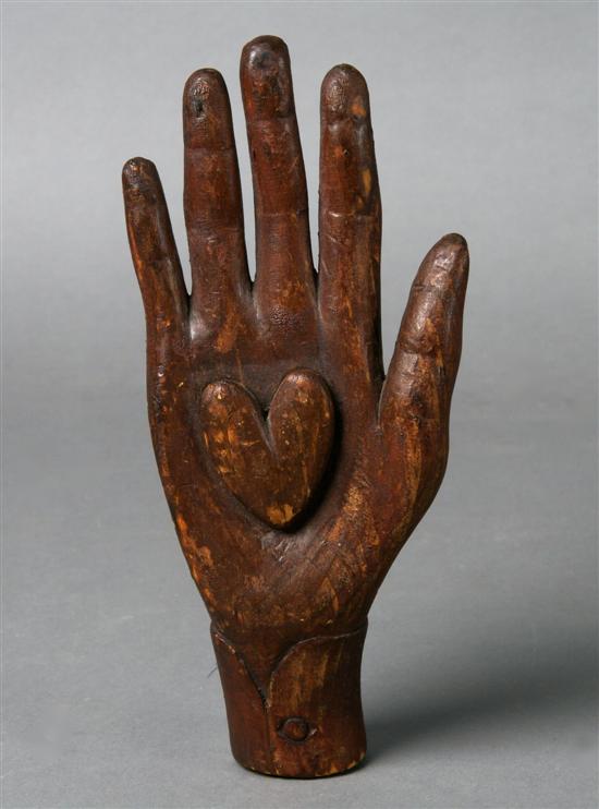 Appraisal: An American Folk Art Carved Hand Length inches