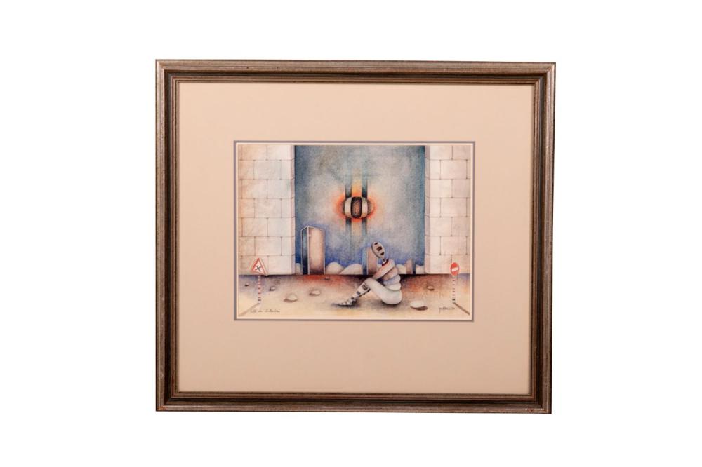 Appraisal: MOSHE MALKA CITE DE SILENCE circa watercolor signed titled and