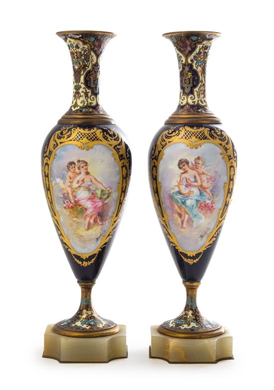 Appraisal: Sale Lot A Pair of Sevres Style Porcelain Onyx and