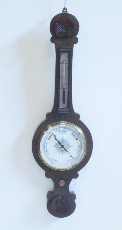 Appraisal: A th Century mahogany cased Barometer and Thermometer with white