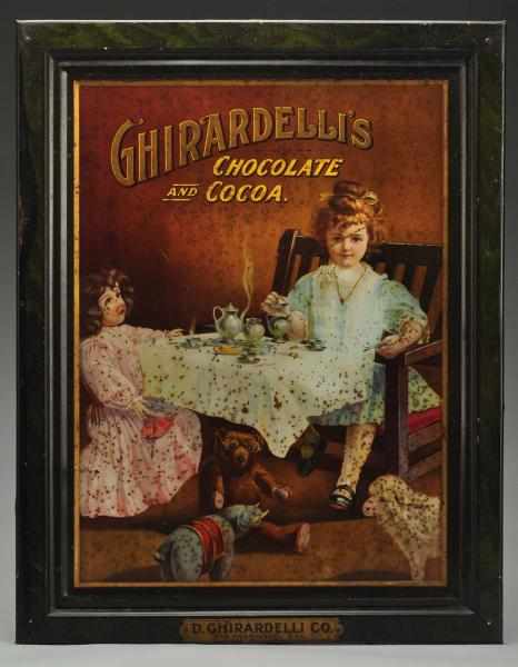 Appraisal: Tin Ghirardelli's Chocolate Advertising Sign Description Depicts a teddy bear