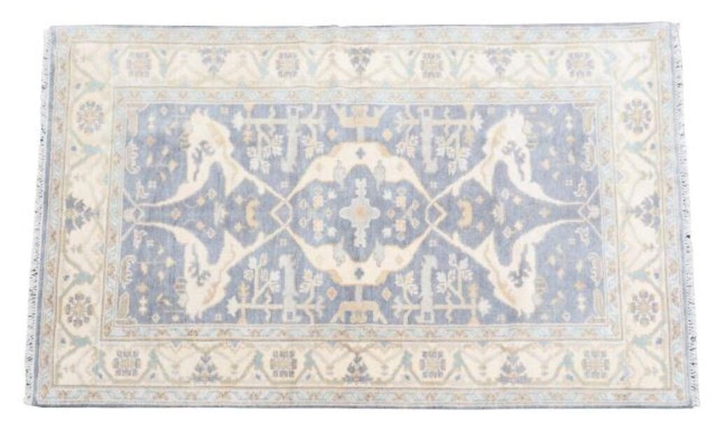 Appraisal: Hand-tied Indo-Oushak rug approx ' l ' w