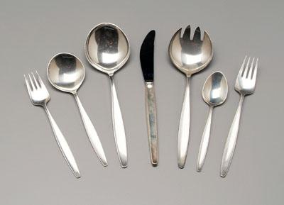 Appraisal: Georg Jensen sterling flatware Cypress pattern pieces oz T wooden