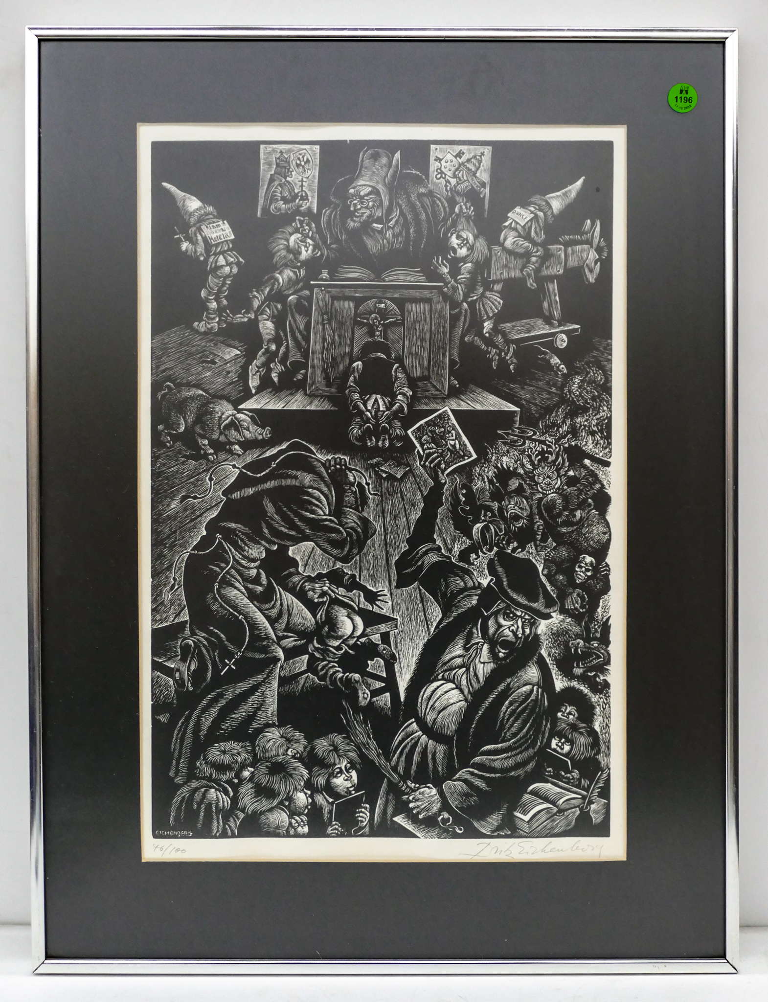 Appraisal: Fritz Eichenberg - NY ''In Praise of Folly'' Signed Wood