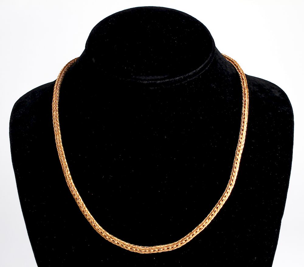 Appraisal: K Gold Diamonds Near Clasp Braided Necklace K yellow gold