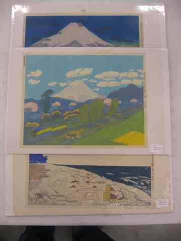 Appraisal: Japanese Woodblock Prints various sceneswith Mt Fuji in background image