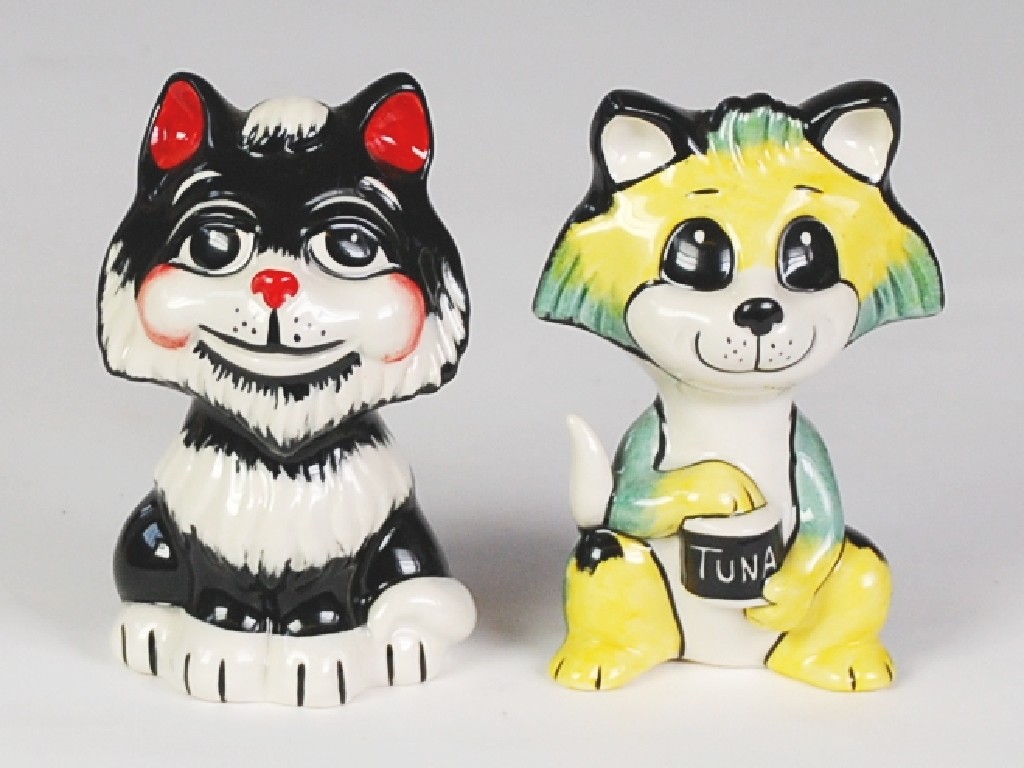 Appraisal: TWO LORNA BAILEY POTTERY MODELS OF COMICAL CATS one modelled