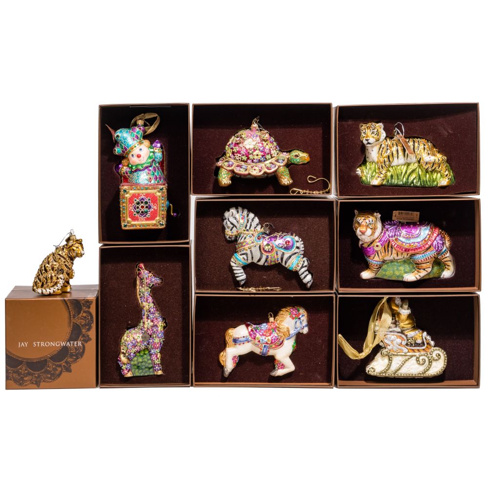 Appraisal: JAY STRONGWATER CHRISTMAS ORNAMENT ASSORTMENT enameled and bejeweled items including