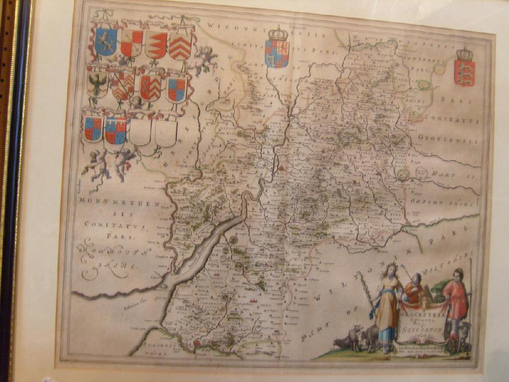 Appraisal: An th century coloured map of Gloucestershire with cartouche bottom