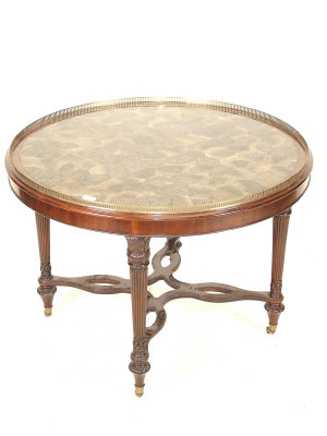 Appraisal: A mahogany circular centre table th century the variegated marble