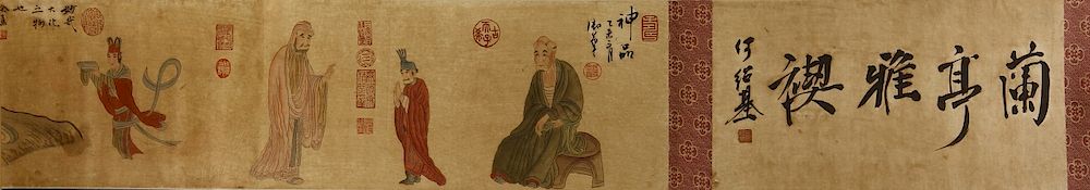 Appraisal: Five Dynasties Handscroll of Luohan Ju Ran Five Dynasties Handscroll