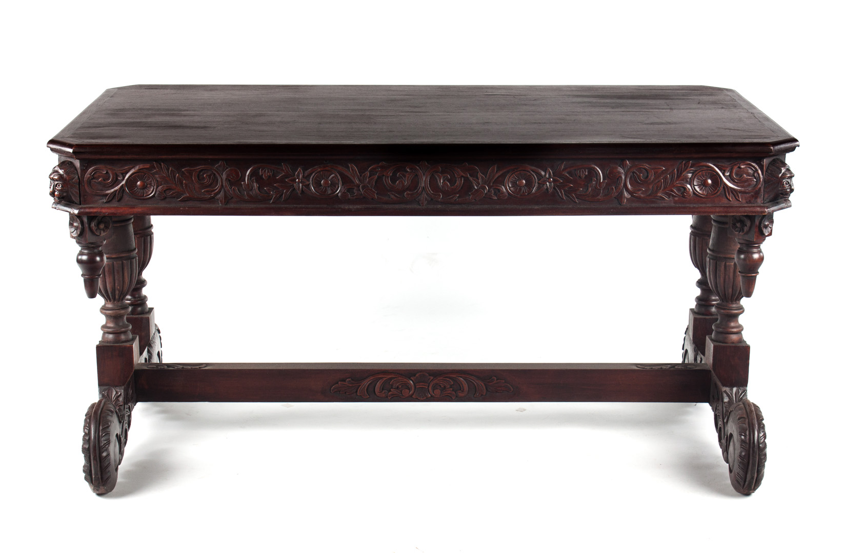 Appraisal: American Renaissance Revival style library table with foliate relief decorated