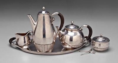 Appraisal: Georg Jensen sterling tea service Johan Rohde design C fluted