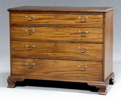 Appraisal: Southern Chippendale mahogany chest mahogany and figured mahogany veneers dovetailed