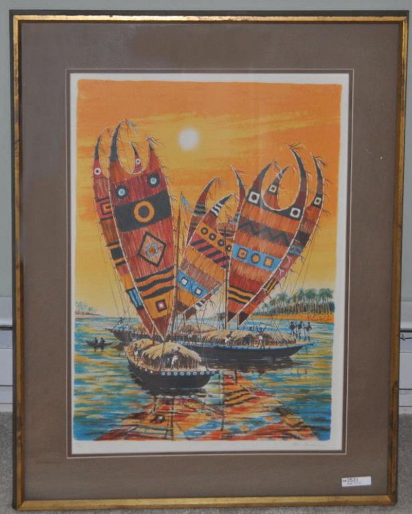 Appraisal: Alex Packham South Pacific Scene British b colored lithograph Frame