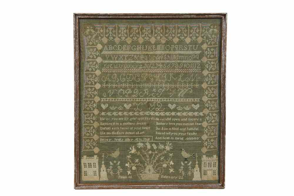 Appraisal: SAMPLER - Sampler by Betsey Jenks Alley aged of Lynn