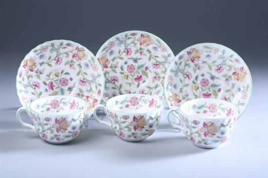 Appraisal: MINTON BONE CHINA COFFEE CUPS WITH SAUCERS Haddon Hall pattern