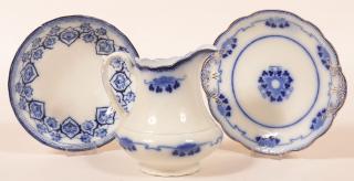 Appraisal: Three Pieces of Flow Blue China Three Pieces of Flow