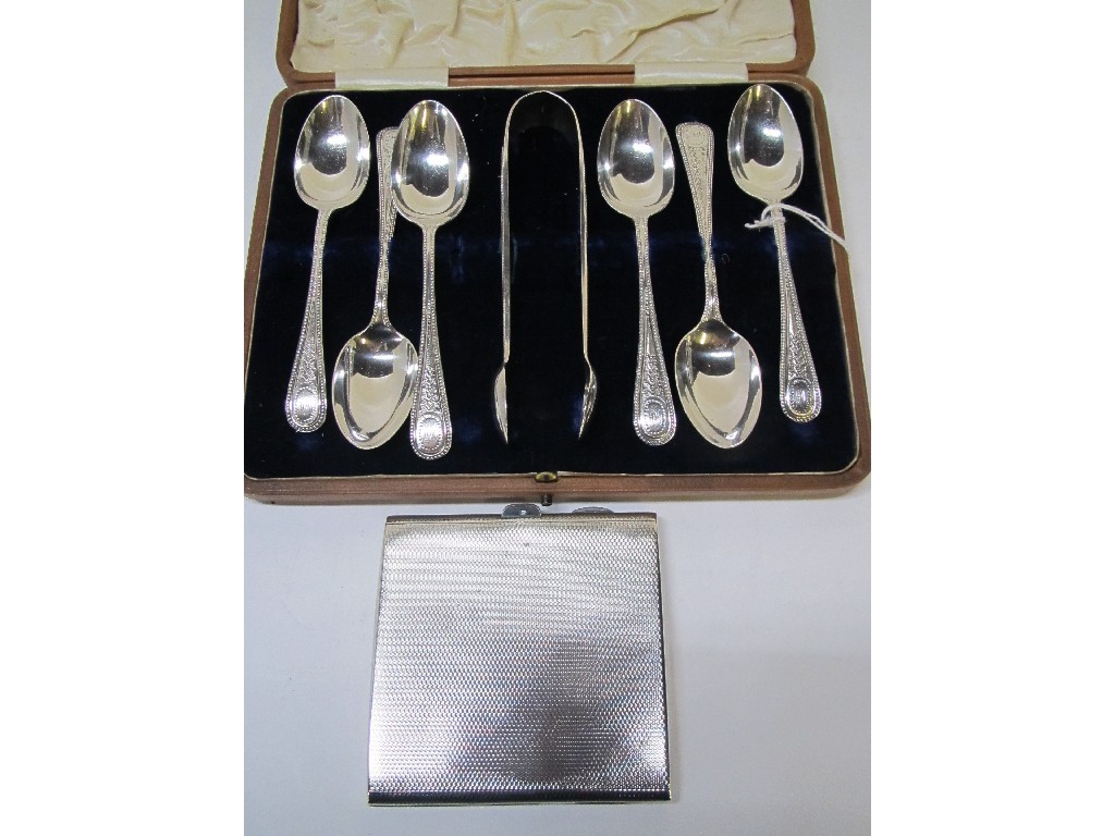 Appraisal: A lot comprising cased set of six silver spoons with