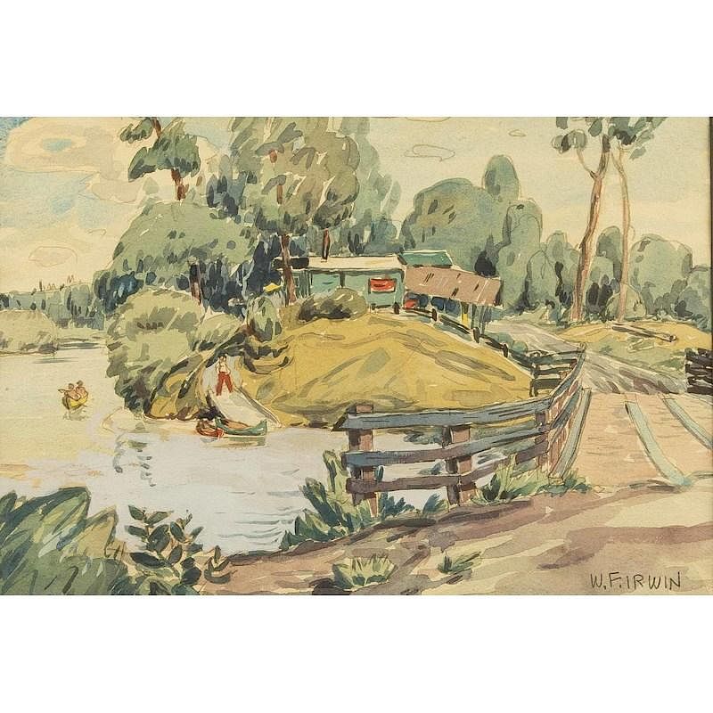 Appraisal: Wesley Fraser Irwin Painting Framed watercolor river scene by Wesley