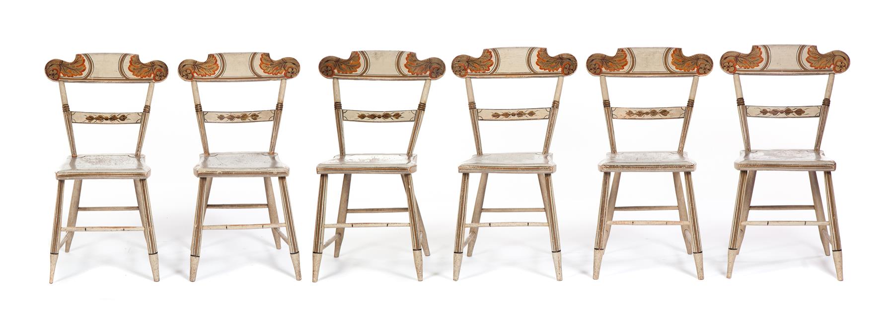 Appraisal: SET OF SIX AMERICAN PAINTED SIDE CHAIRS Baltimore Maryland pine