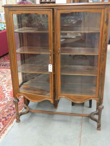 Appraisal: Mahogany China Cabinet double glass doors glass sides wooden shelves