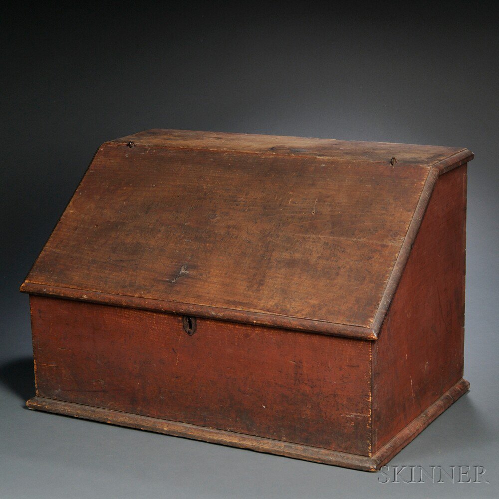 Appraisal: Red-painted Pine Desk Box New England first half th century