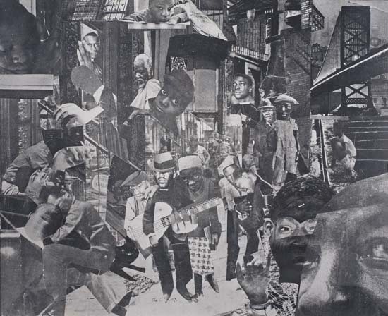 Appraisal: ROMARE BEARDEN - The Street Harlem Photostat print mounted on