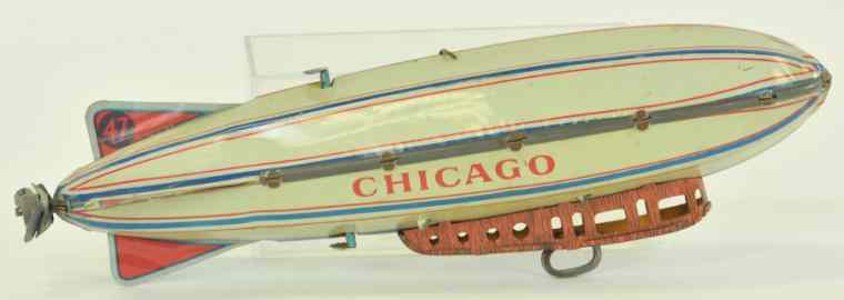 Appraisal: 'CHICAGO'' ZEPPELIN Strauss lithographed tin reads ''Chicago'' on sides clockwork