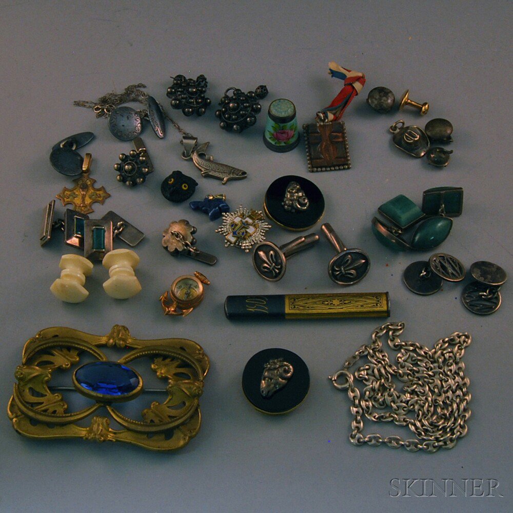 Appraisal: Assorted Group of Gentleman's and Costume Jewelry including a large