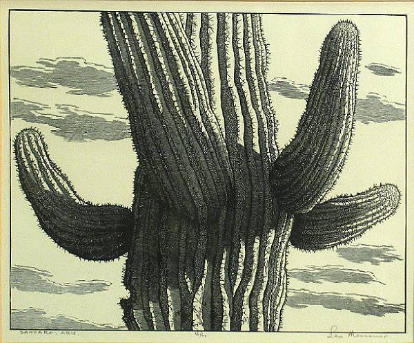 Appraisal: Leo Meissner Sahuaro Arizona n d Wood engraving printed on