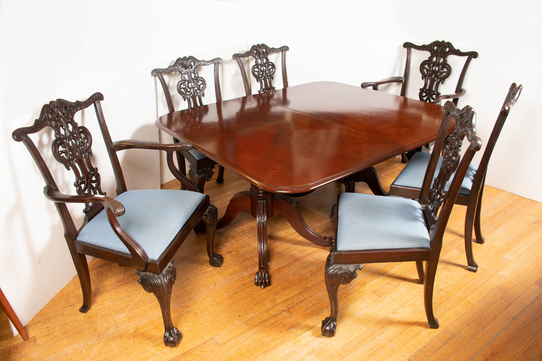 Appraisal: CHIPPENDALE STYLE CENTENNIAL DINING SET Comprising - Double Pedestal Dining