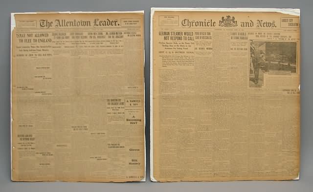 Appraisal: Pair of newspapers reporting on Titanic disaster Allentown Leader PA