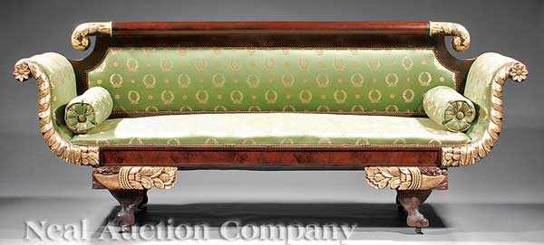 Appraisal: An American Carved Mahogany and Gilded Settee probably mid- th