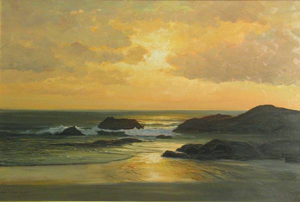 Appraisal: Robert Wood American British - Seascape at Sunset signed 'Robert