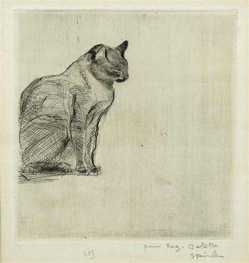 Appraisal: STEINLEN TH OPHILE ALEXANDRE Lausanne - Paris Seated cat Engraving