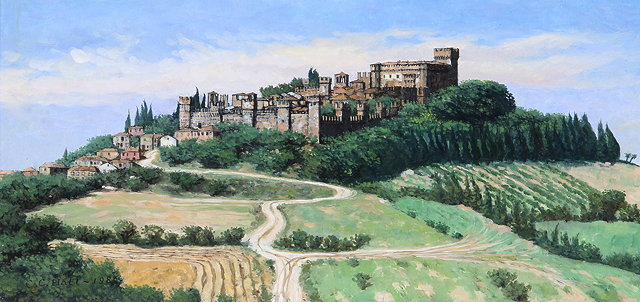 Appraisal: CHRISTOPHER COMPTON HALL b 'Gradara' Italy signed and dated oils