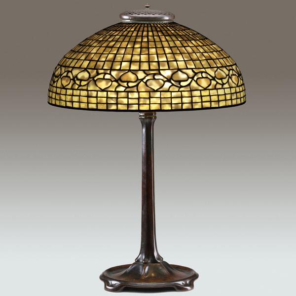 Appraisal: TIFFANY STUDIOS Table lamp in the Acorn pattern its shade