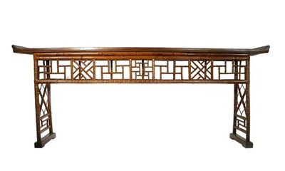 Appraisal: A Chinese nanmu and bamboo altar table the rectangular top