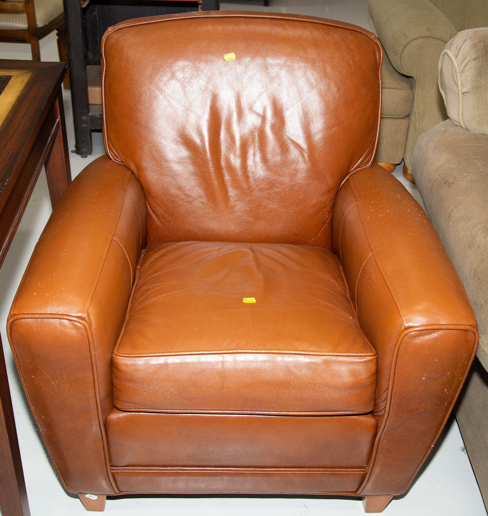 Appraisal: AN ETHAN ALLEN BROWN LEATHER CHAIR