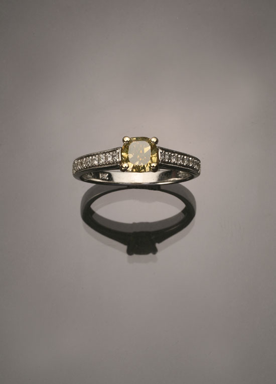 Appraisal: -Karat Yellow and White-Gold Solitaire Diamond Ring Set with one